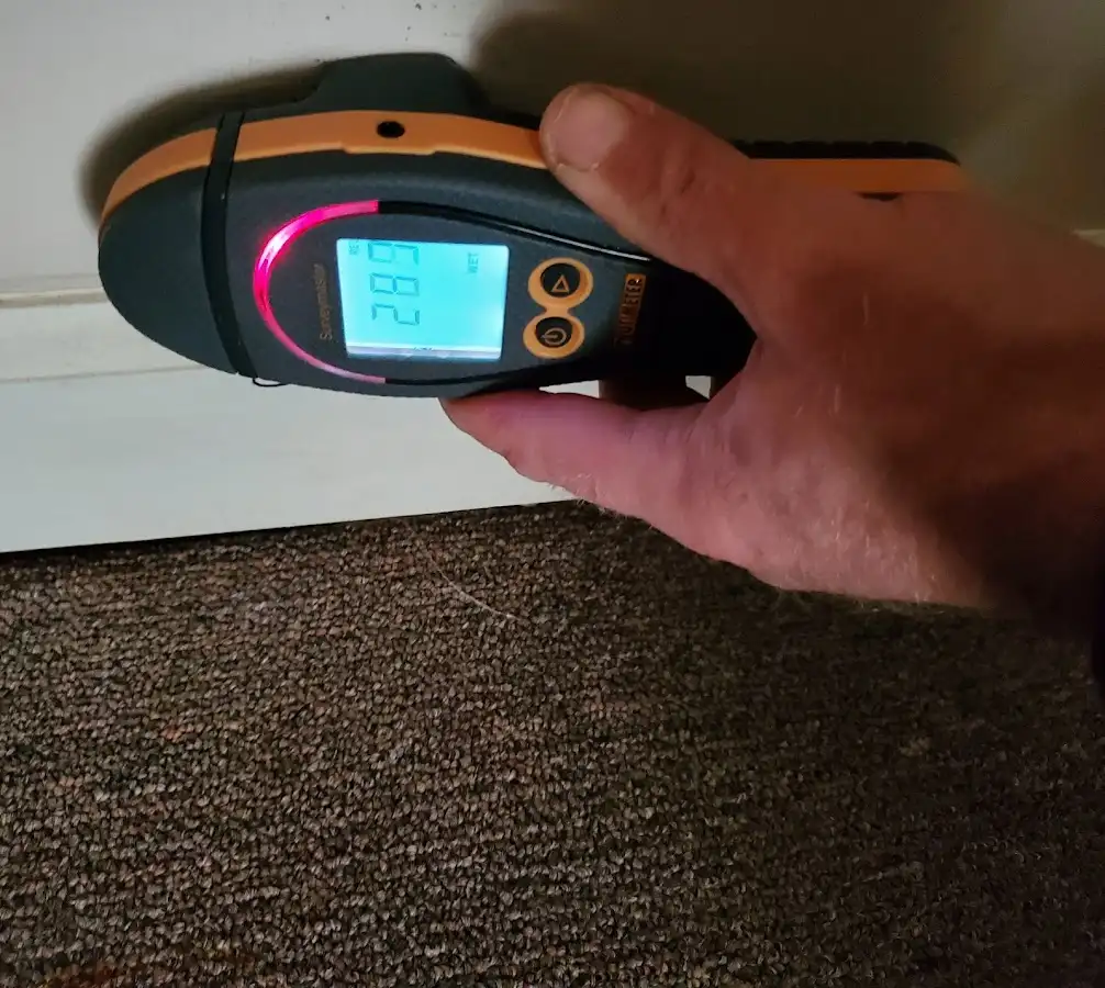 Moisture detection at baseboard during Burst Pipe Cleanup in Wauwatosa